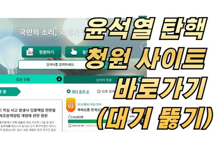 윤석열 탄핵 청원 사이트 바로가기 (대기 뚫고 들어가는 방법)